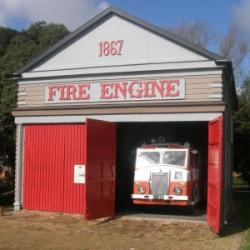 Dennis parked in the Fire Station